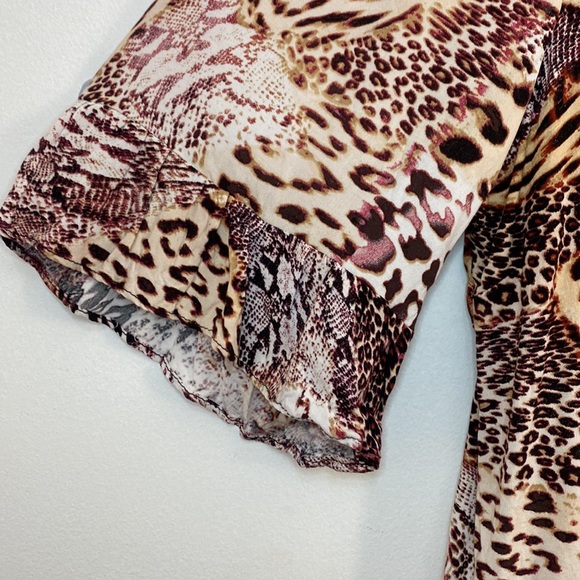Rockmans - Animal Print Blouse with sparkly detailing on V neckline - Size 20 - Picture 2 of 7